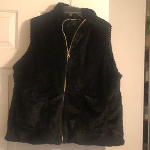 Black Faux Fur Vest NWOT
